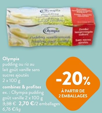 Promotions Olympia pudding goût vanille - Olympia - Valide de 22/05/2024 à 04/06/2024 chez OKay