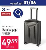Promoties Handbagagetrolley - Live in Style - Geldig van 27/05/2024 tot 02/06/2024 bij Aldi