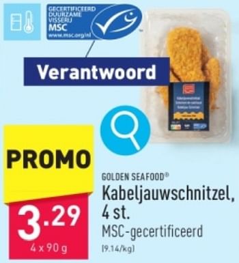 Promoties Kabeljauwschnitzel - Golden Seafood - Geldig van 27/05/2024 tot 01/06/2024 bij Aldi