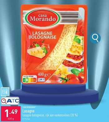 Promoties Lasagne - CASA MORANDO  - Geldig van 27/05/2024 tot 01/06/2024 bij Aldi