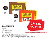 Promoties Dolce gusto lungo of café au lait - Nescafe - Geldig van 23/05/2024 tot 05/06/2024 bij Spar (Colruytgroup)