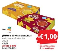 Promoties Jimmy`s supreme nachos met cheese of salsa dip - Jimmy's - Geldig van 23/05/2024 tot 05/06/2024 bij Spar (Colruytgroup)