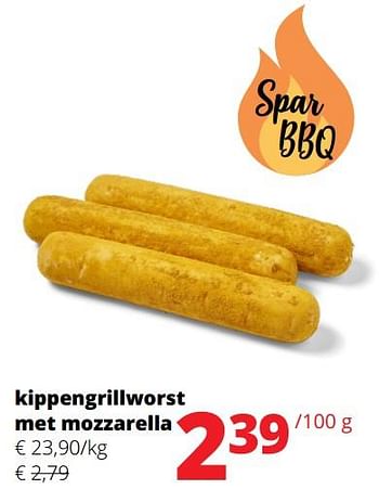 Promoties Kippengrillworst met mozzarella - Huismerk - Spar Retail - Geldig van 23/05/2024 tot 05/06/2024 bij Spar (Colruytgroup)