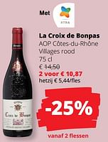 Promoties La croix de bonpas aop côtes du rhône villages rood - Rode wijnen - Geldig van 23/05/2024 tot 05/06/2024 bij Spar (Colruytgroup)