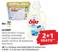 Promoties Le chat vloeibaar wasmiddel bébé - Le Chat - Geldig van 23/05/2024 tot 05/06/2024 bij Spar (Colruytgroup)