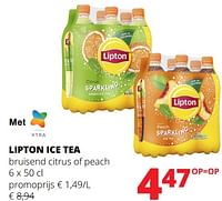 Promoties Lipton ice tea bruisend citrus of peach - Lipton - Geldig van 23/05/2024 tot 05/06/2024 bij Spar (Colruytgroup)