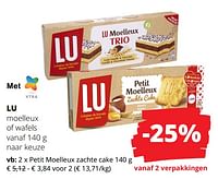 Promoties Lu petit moelleux zachte cake - Lu - Geldig van 23/05/2024 tot 05/06/2024 bij Spar (Colruytgroup)