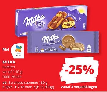Promoties Milka koeken choco supreme - Milka - Geldig van 23/05/2024 tot 05/06/2024 bij Spar (Colruytgroup)