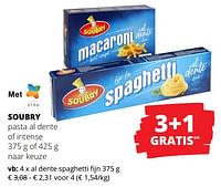 Promoties Soubry al dente spaghetti fijn - Soubry - Geldig van 23/05/2024 tot 05/06/2024 bij Spar (Colruytgroup)