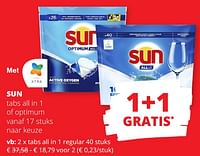 Promoties Sun tabs all in 1 regular - Sun - Geldig van 23/05/2024 tot 05/06/2024 bij Spar (Colruytgroup)