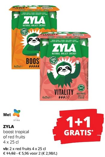 Promoties Zyla boost tropical of red fruits - zyla - Geldig van 23/05/2024 tot 05/06/2024 bij Spar (Colruytgroup)
