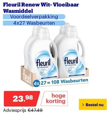 Promoties Fleuril renew wit vloeibaar wasmiddel - Fleuril - Geldig van 21/05/2024 tot 26/05/2024 bij Bol.com