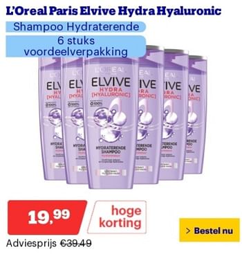 Promoties L`oreal paris elvive hydra hyaluronic shampoo hydraterende - L'Oreal Paris - Geldig van 21/05/2024 tot 26/05/2024 bij Bol.com
