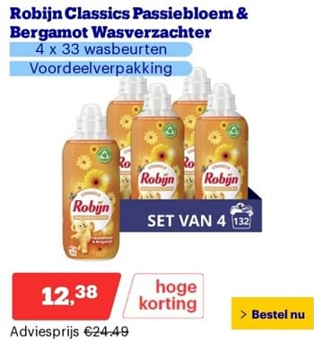 Promoties Robijn classics passiebloem + bergamot wasverzachter - Robijn - Geldig van 21/05/2024 tot 26/05/2024 bij Bol.com