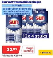 Promoties Sun vaatwasmachinereiniger in wash - Sun - Geldig van 21/05/2024 tot 26/05/2024 bij Bol.com