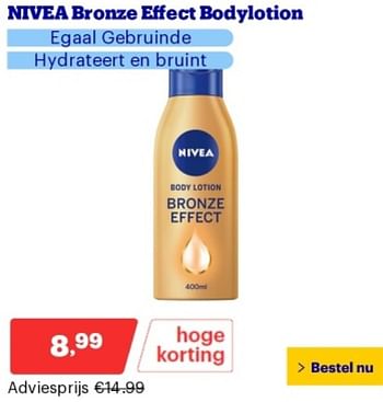 Promoties Nivea bronze effect bodylotion egaal gebruinde - Nivea - Geldig van 21/05/2024 tot 26/05/2024 bij Bol.com