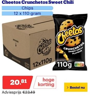 Promoties Cheetos crunchetos sweet chili chips - Cheetos  - Geldig van 21/05/2024 tot 26/05/2024 bij Bol.com
