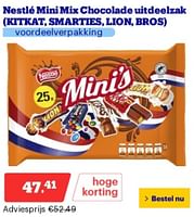 Promoties Nestlé mini mix chocolade uitdeelzak - Nestlé - Geldig van 21/05/2024 tot 26/05/2024 bij Bol.com