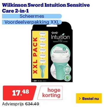 Promoties Wilkinson sword intuition sensitive care 2-in-1 scheermes - Wilkinson - Geldig van 21/05/2024 tot 26/05/2024 bij Bol.com