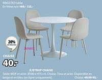 Promotions Ejstrup chaise - Produit Maison - Jysk - Valide de 20/05/2024 à 23/06/2024 chez Jysk
