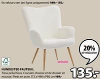 Promotions Hundested fauteuil - Produit Maison - Jysk - Valide de 20/05/2024 à 23/06/2024 chez Jysk