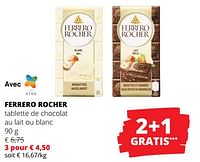 Promotions Ferrero rocher tablette de chocolat au lait ou blanc - Ferrero - Valide de 23/05/2024 à 05/06/2024 chez Spar (Colruytgroup)