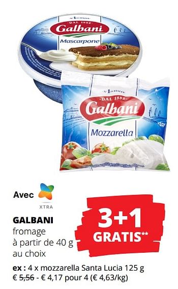 Promotions Galbani fromage mozzarella santa lucia - Galbani - Valide de 23/05/2024 à 05/06/2024 chez Spar (Colruytgroup)