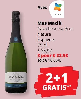 Promotions Mas macià cava reserva brut nature espagne - Mousseux - Valide de 23/05/2024 à 05/06/2024 chez Spar (Colruytgroup)