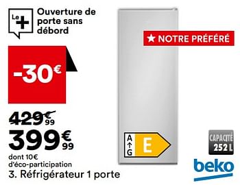 Promotions Réfrigérateur 1 porte beko rsse265k40sn - Beko - Valide de 21/05/2024 à 17/06/2024 chez But