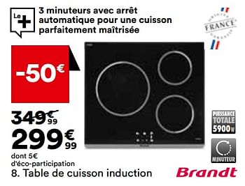 Promotions Table de cuisson induction brandt bpi3636b - Brandt - Valide de 21/05/2024 à 17/06/2024 chez But