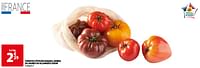 Promotions Tomates côtelées rouges, noires ou jaunes ou allongées coeur - Produit Maison - Auchan Ronq - Valide de 23/05/2024 à 26/05/2024 chez Auchan Ronq