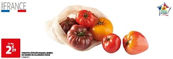 Promoties Tomates côtelées rouges, noires ou jaunes ou allongées coeur - Huismerk - Auchan - Geldig van 23/05/2024 tot 26/05/2024 bij Auchan