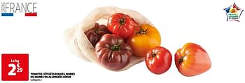 Promoties Tomates côtelées rouges, noires ou jaunes ou allongées coeur - Huismerk - Auchan - Geldig van 23/05/2024 tot 26/05/2024 bij Auchan