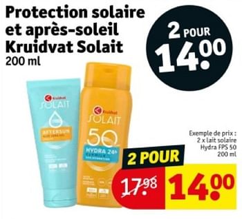 Promotions Lait solaire hydra fps 50 - Produit maison - Kruidvat - Valide de 21/05/2024 à 26/05/2024 chez Kruidvat