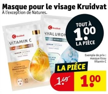 Promotions Masque tissu vitamin c - Produit maison - Kruidvat - Valide de 21/05/2024 à 26/05/2024 chez Kruidvat