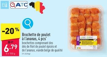 Promoties Brochette de poulet à l`ananas - Huismerk - Aldi - Geldig van 27/05/2024 tot 01/06/2024 bij Aldi