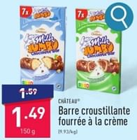 Promotions Barre croustillante fourrée à la crème - CHATEAU - Valide de 27/05/2024 à 07/06/2024 chez Aldi