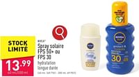 Promotions Spray solaire fps 50+ ou fps 30 - Nivea - Valide de 31/05/2024 à 02/06/2024 chez Aldi