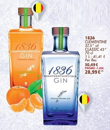 Promoties 1836 clémentine of classic gin - 1836 - Geldig van 21/05/2024 tot 10/06/2024 bij Cora