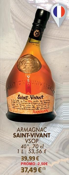 Promoties Armagnac saint-vivant vsop - Saint Vivant - Geldig van 21/05/2024 tot 10/06/2024 bij Cora