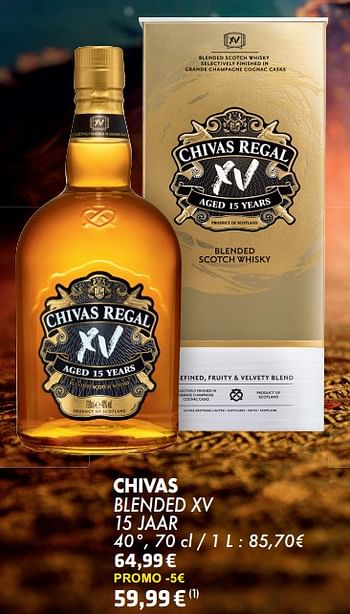 Promoties Chivas blended xv 15 jaar - Chivas Regal - Geldig van 21/05/2024 tot 10/06/2024 bij Cora