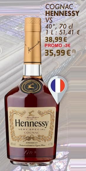 Promoties Cognac hennessy vs - Hennessy - Geldig van 21/05/2024 tot 10/06/2024 bij Cora