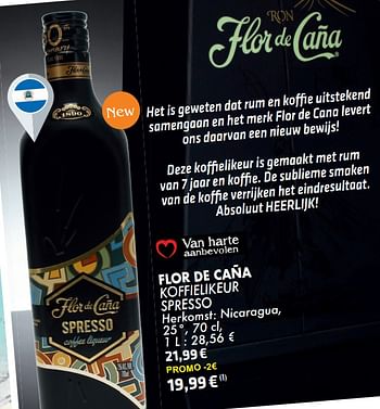 Promoties Flor de cana koffielikeur spresso - Flor de Cana - Geldig van 21/05/2024 tot 10/06/2024 bij Cora