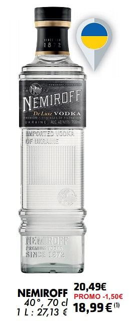 Promoties Nemiroff vodka - Nemiroff - Geldig van 21/05/2024 tot 10/06/2024 bij Cora
