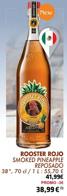Promoties Rooster rojo smoked pineapple reposado - Rooster Rojo - Geldig van 21/05/2024 tot 10/06/2024 bij Cora