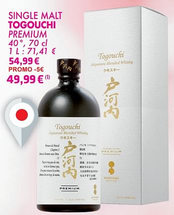 Promoties Single malt togouchi premium - Togouchi - Geldig van 21/05/2024 tot 10/06/2024 bij Cora