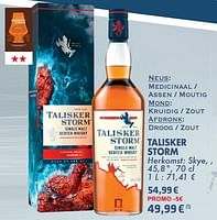 Promoties Talisker storm single malt scotch whisky - Talisker - Geldig van 21/05/2024 tot 10/06/2024 bij Cora