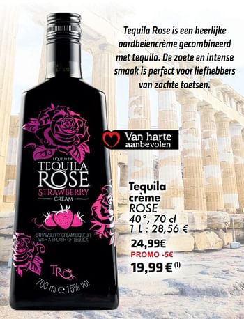 Promoties Tequila crème rose strawberry - Tequila Rose - Geldig van 21/05/2024 tot 10/06/2024 bij Cora