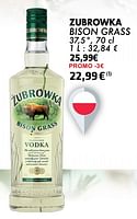 Promoties Zubrowka bison grass vodka - Zubrowka - Geldig van 21/05/2024 tot 10/06/2024 bij Cora