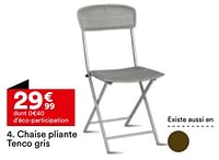 Promotions Chaise pliante tenco gris - Produit Maison - But - Valide de 21/05/2024 à 17/06/2024 chez But